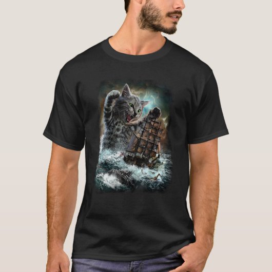 モンスタータビー猫の待ち伏せ戦艦 Tシャツ (正面)