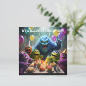 モンスターテーマキッズハロウィーン誕生日パーティー 招待状 (スタンド正面)