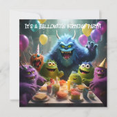 モンスターテーマキッズハロウィーン誕生日パーティー 招待状 (正面)