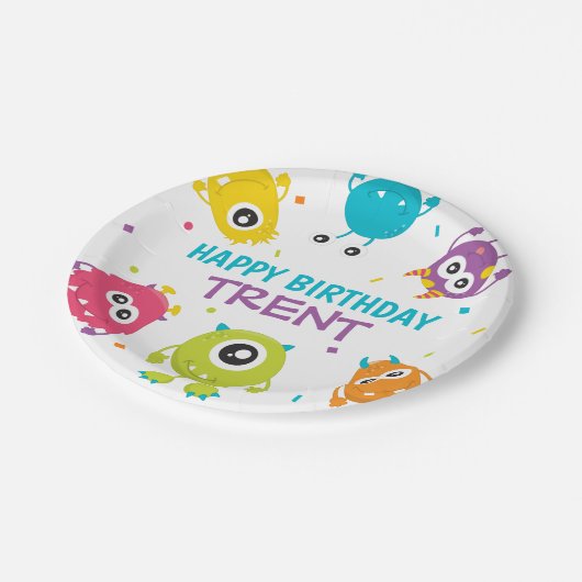 モンスターテーマバースデーパーティー紙プレート ペーパープレート (アングル)