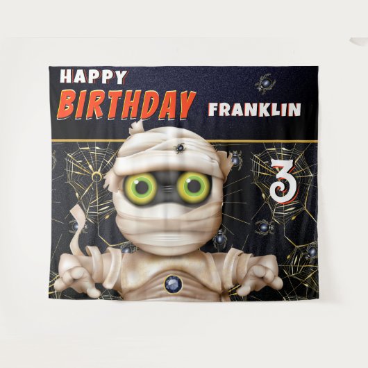 モンスターテーマ子供の誕生日背景 タペストリー (正面(横))