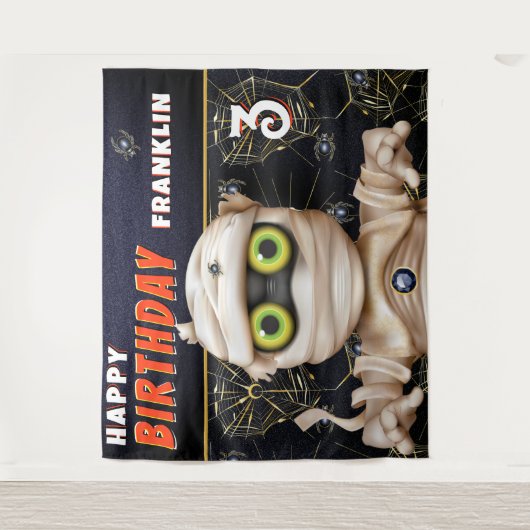 モンスターテーマ子供の誕生日背景 タペストリー (正面)