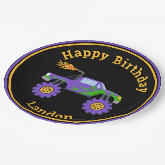 モンスタートパーソナライズされたラック名カッコいい誕生日 ペーパープレート (アングル)