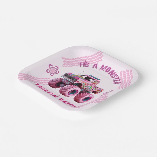 モンスタートラッキンのパーティーカスタム写真 ペーパープレート (傾斜あり)