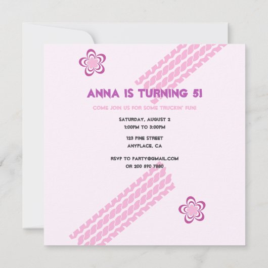 モンスタートラッキンのパーティーカスタム写真 招待状 (裏面)