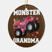 モンスタートラックおばあちゃんフローラ誕生日ボーイ祖母 セラミックオーナメント (左)
