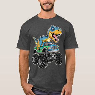 モンスタートラックおもしろいデザインTレックス恋人アニメーション Tシャツ