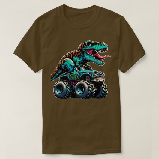 モンスタートラックおもしろいデザインTレックス恋人Animaに乗る Tシャツ (デザイン正面)
