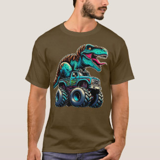 モンスタートラックおもしろいデザインTレックス恋人Animaに乗る Tシャツ