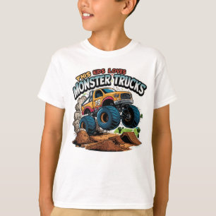 モンスタートラックが土の山の上に急上昇 Tシャツ