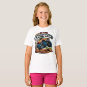 モンスタートラックが土の山の上に急上昇 Tシャツ (正面フル)