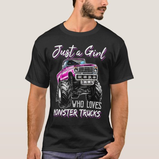 . .モンスタートラックが大好きな女の子誕生日 Tシャツ (正面)