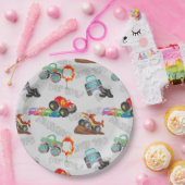 モンスタートラックが水の色のパターン灰色をスタント ペーパープレート (パーティー)