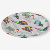 モンスタートラックが水の色のパターン灰色をスタント ペーパープレート (アングル)