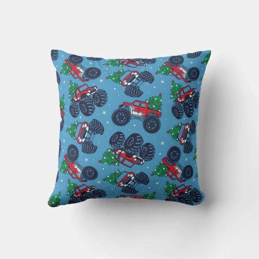 モンスタートラックとクリスマスツリーパターン クッション (裏面)