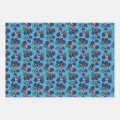 モンスタートラックとクリスマスツリーパターン ラッピングペーパーシート (正面)