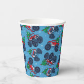 モンスタートラックとクリスマスツリーパターン 紙コップ (裏面)