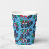 モンスタートラックとクリスマスツリーパターン 紙コップ (右)