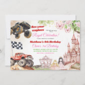 モンスタートラックとプリンセス共同誕生日 招待状 (正面)