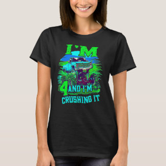 モンスタートラックにのりこなす4歳児 4歳の誕生日 Tシャツ