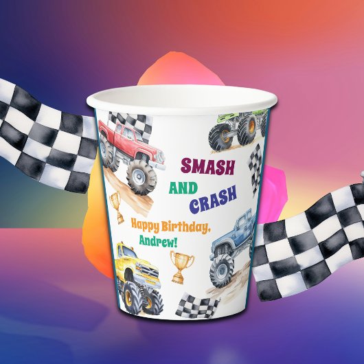 モンスタートラックのお誕生日パーティー 紙コップ