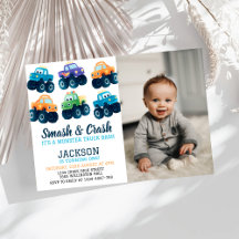 モンスタートラックのスマッシュとクラッシュの誕生日写真