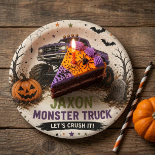 モンスタートラックのハロウィンお誕生日おめでとう ペーパープレート
