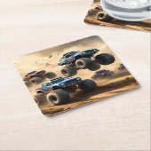 モンスタートラックのメイヘム スクエアペーパーコースター (アングル)