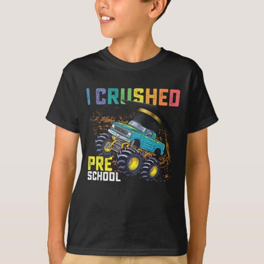 モンスタートラックの卒業式を乗り切ったよ 幼稚園 Tシャツ (正面)