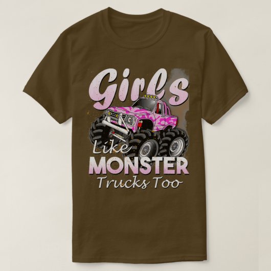 モンスタートラックの女の子のモンスターも誕生日Gif Tシャツ (デザイン正面)