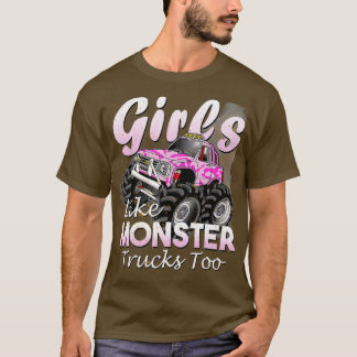 モンスタートラックの女の子のモンスターも誕生日Gif Tシャツ