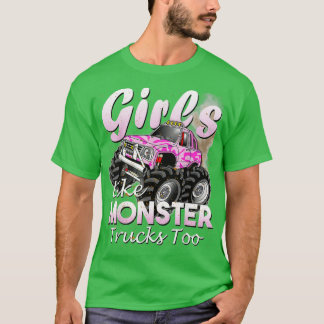 モンスタートラックの女の子のモンスターも誕生日Gif Tシャツ