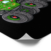 モンスタートラックの少年に乗るクリスマスサンタクロース ポスター (角)