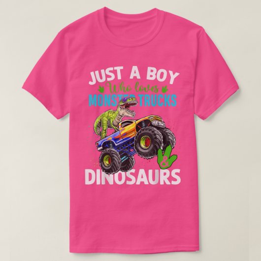 モンスタートラックの恋人の男おもしろいの子の恐竜トゥルク Tシャツ (デザイン正面)