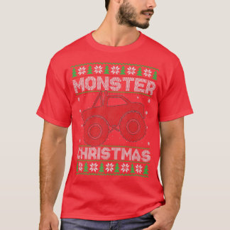 モンスタートラックの恋人クリスマスライト醜いモンスタークリス Tシャツ