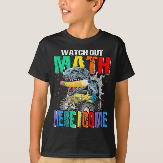 モンスタートラックの恐竜の来数数を見る Tシャツ (正面)