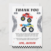 モンスタートラックの男の子の誕生日お礼カード サンキューカード (正面)