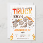 モンスタートラックの男の子の誕生日パーティー 招待状 (正面)