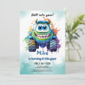 モンスタートラックの男の子の誕生日 招待状 (スタンド正面)