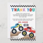 モンスタートラックの誕生日お礼カード サンキューカード (正面)