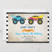 モンスタートラックの誕生日の招待状 招待状 (正面)