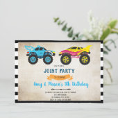 モンスタートラックの誕生日の招待状 招待状 (スタンド正面)