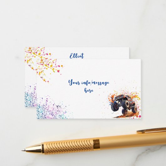 モンスタートラックの誕生日をクラッシュする準備ができている エンクロージャーカード (正面/裏面インサイチュ)