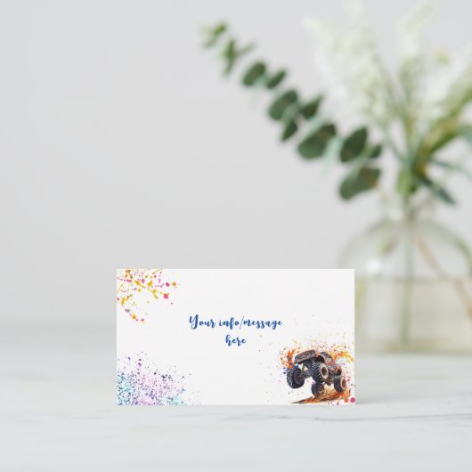 モンスタートラックの誕生日をクラッシュする準備ができている エンクロージャーカード (スタンド正面)