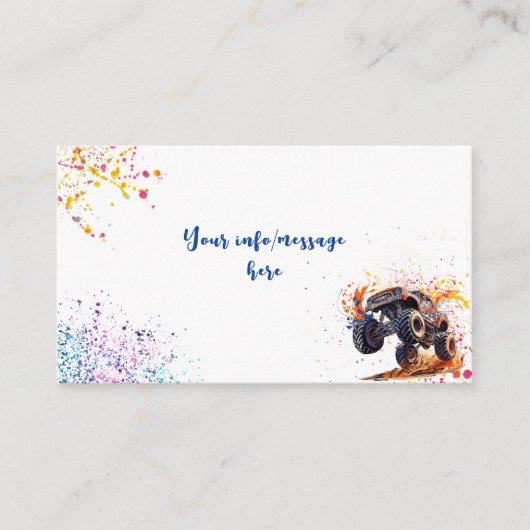 モンスタートラックの誕生日をクラッシュする準備ができている エンクロージャーカード (正面)