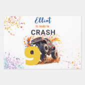モンスタートラックの誕生日をクラッシュする準備ができている ラッピングペーパーシート (正面)