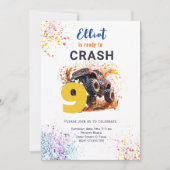 モンスタートラックの誕生日をクラッシュする準備ができている 招待状 (正面)