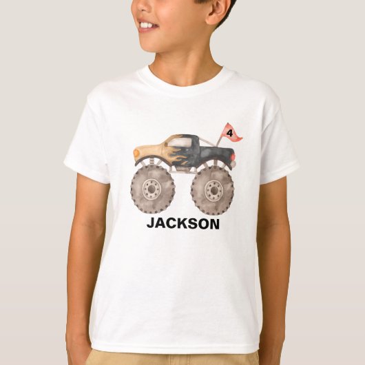 モンスタートラックの誕生日キッズTシャツ Tシャツ (正面)