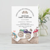 モンスタートラックの誕生日バッシュ招待状 招待状 (スタンド正面)