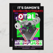 モンスタートラックの誕生日パーティーへようこそ 招待状 (正面/裏面)